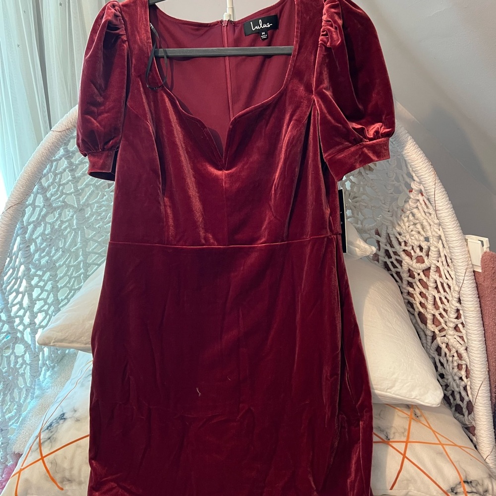Lulu Red Velvet Short Dress
